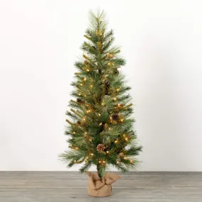 4'H Sullivans Lit Mixed Pine Tree In Burlap, Green