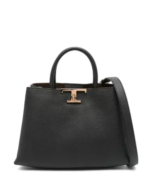 BLACK LEATHER BAG WITH GOLD HARDWARE