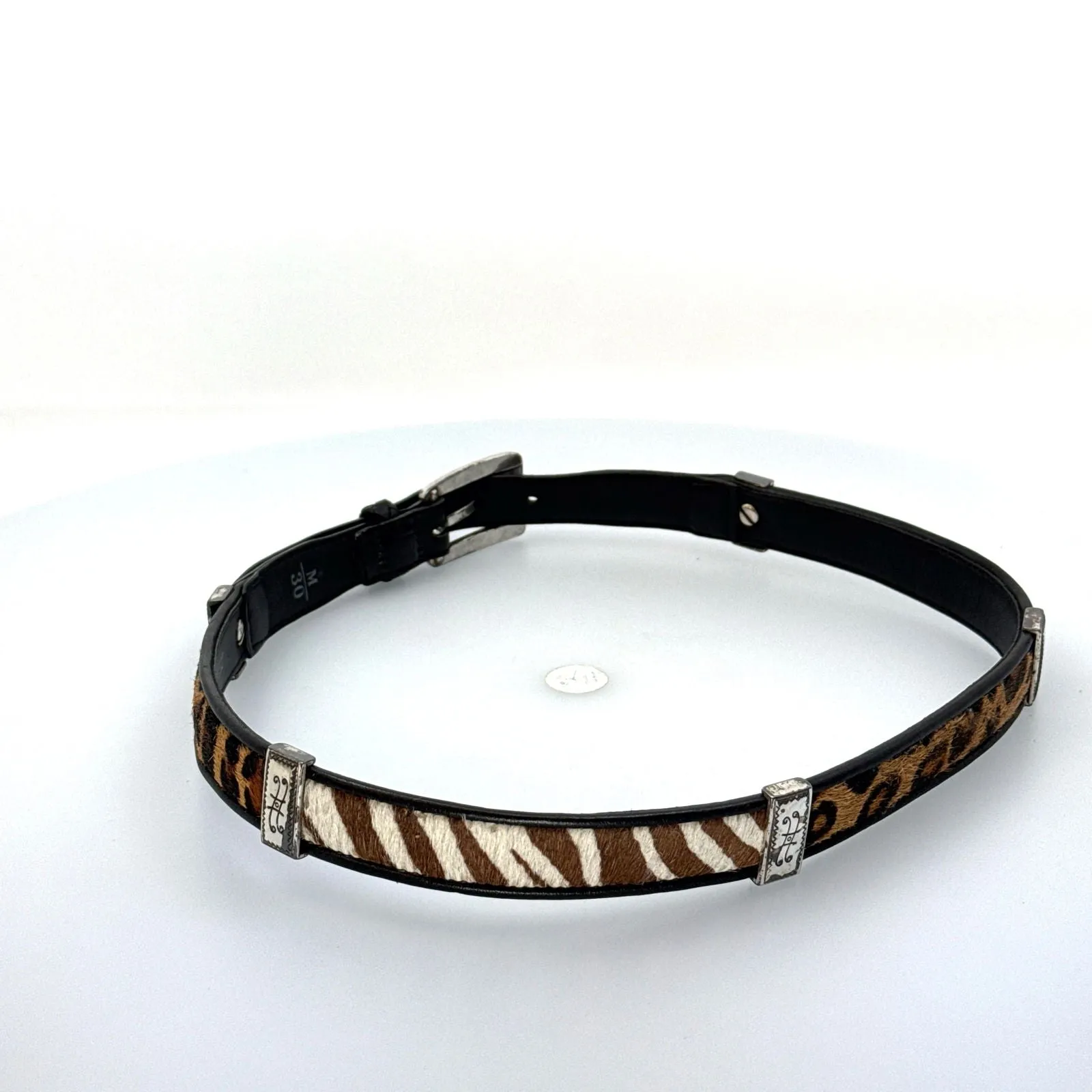 Brighton | Womens Animal Print Buckled Leather Belt | Color: Black/Multicolor | Size: M/30 | Pre-Owned