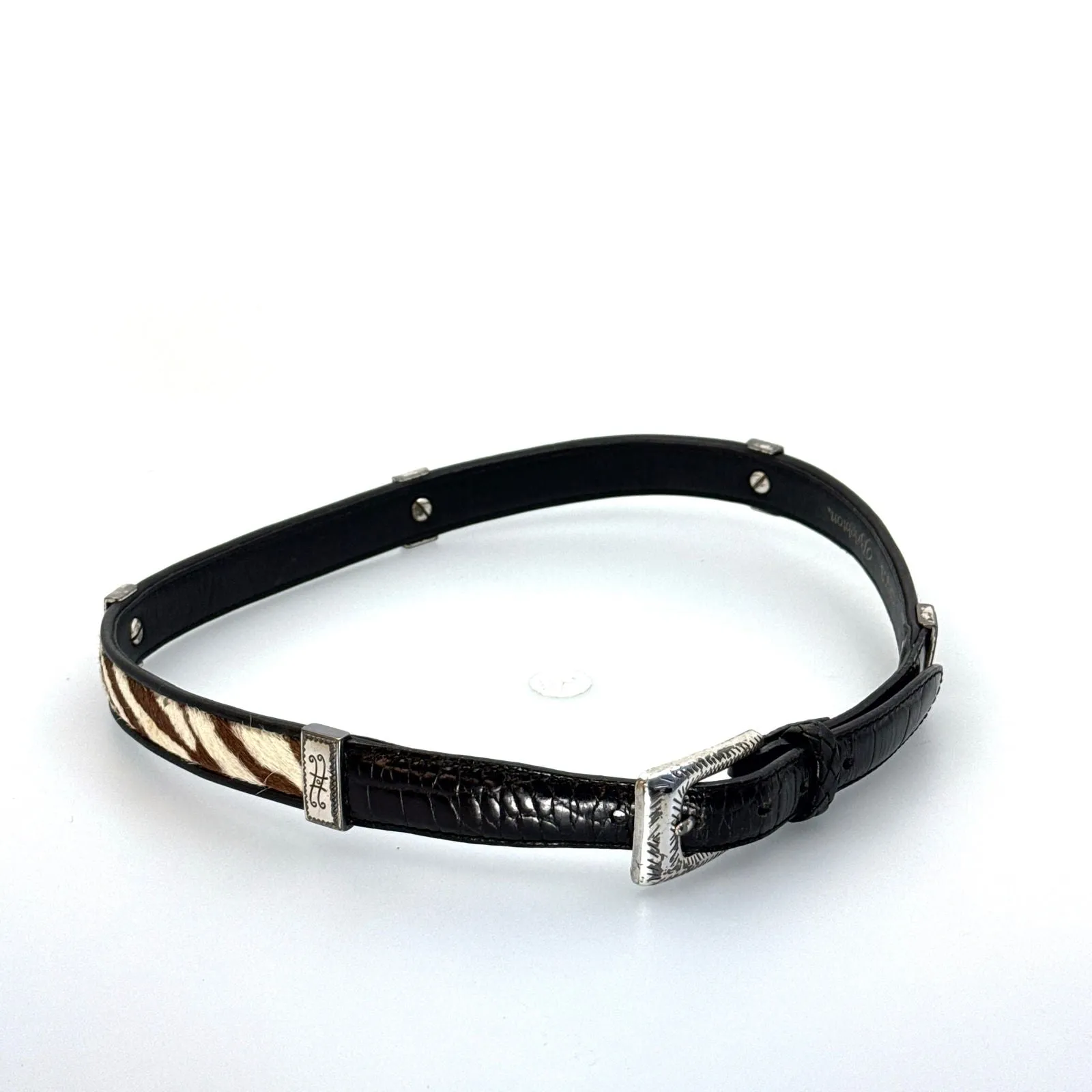 Brighton | Womens Animal Print Buckled Leather Belt | Color: Black/Multicolor | Size: M/30 | Pre-Owned