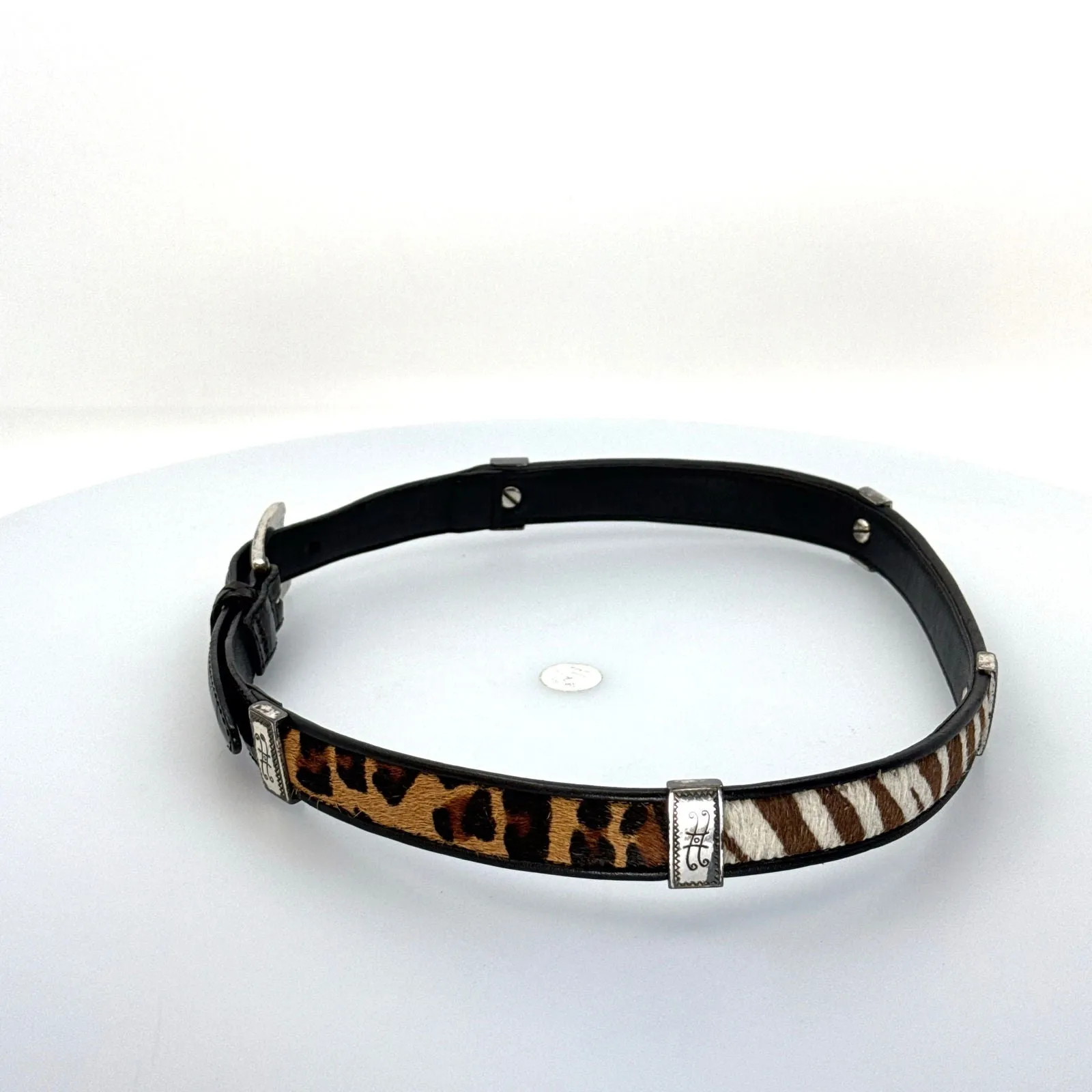 Brighton | Womens Animal Print Buckled Leather Belt | Color: Black/Multicolor | Size: M/30 | Pre-Owned