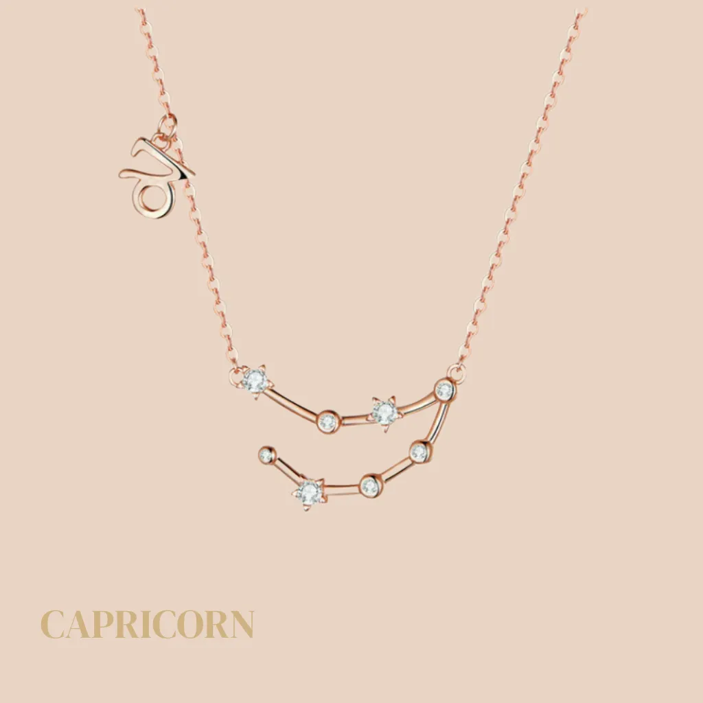 Capricorn Constellation Necklace Rose Gold