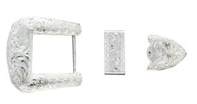 Crumrine® Three Piece Silver Western Belt Buckle Set