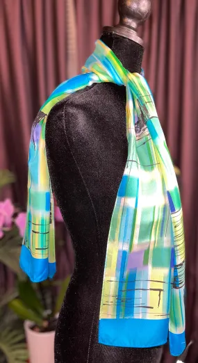 Designer, Vintage 100% silk Echo Oblong Scarf