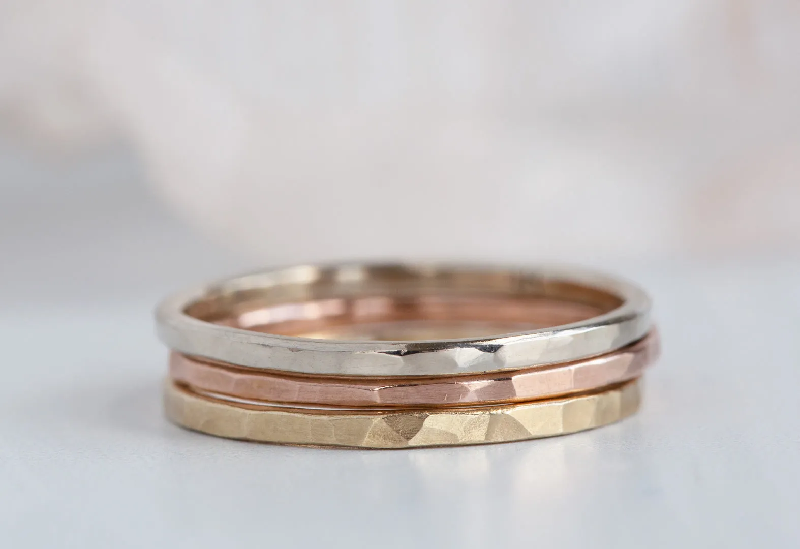 Hammered 14k Gold Stacking Band