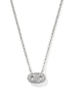 Kendra Scott Bailey Pave Pendant Necklace - Silver White Crystal