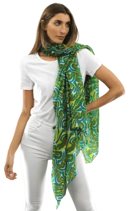 Multicolor Swirl Scarf - Green