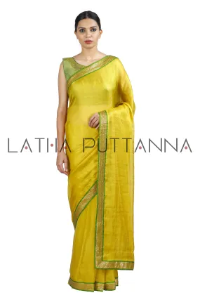 Neelambari - Yellow Tissue Saree with Chartreuse Border