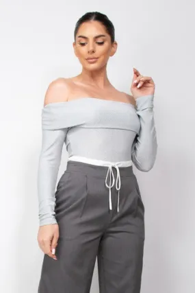 Off Shoulder Shiny Bodysuit