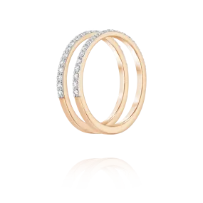 Paved flat U ring | Rose Gold