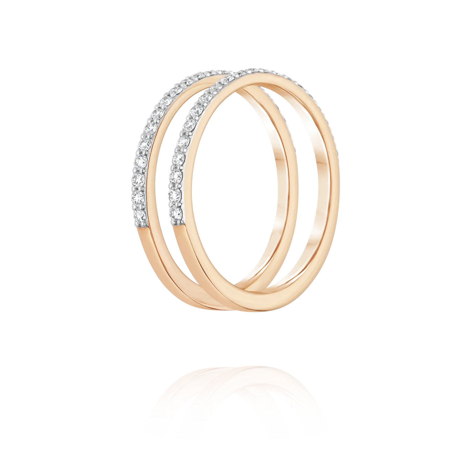 Paved flat U ring | Rose Gold