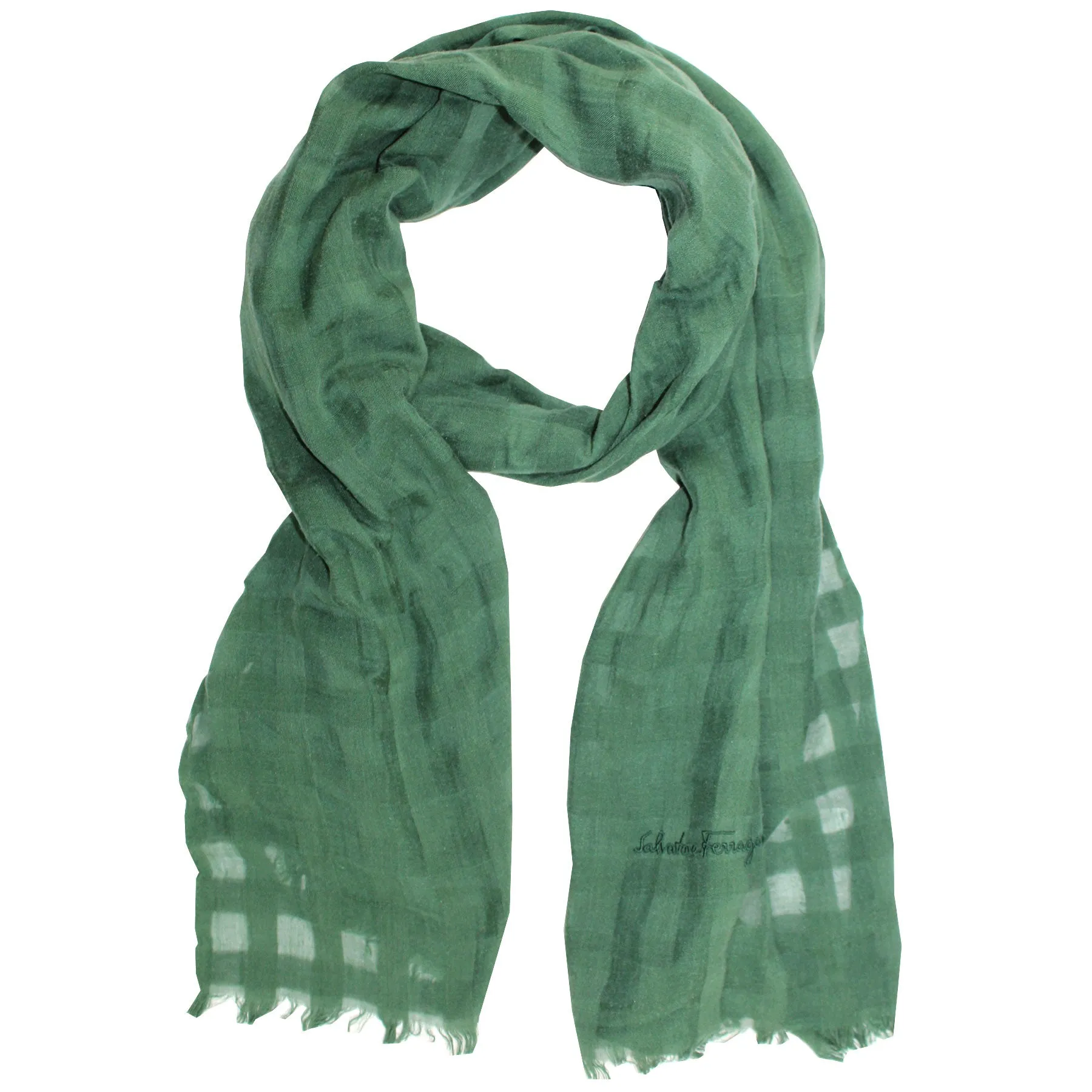 Salvatore Ferragamo Scarf Dark Ivy Green - Silk Shawl