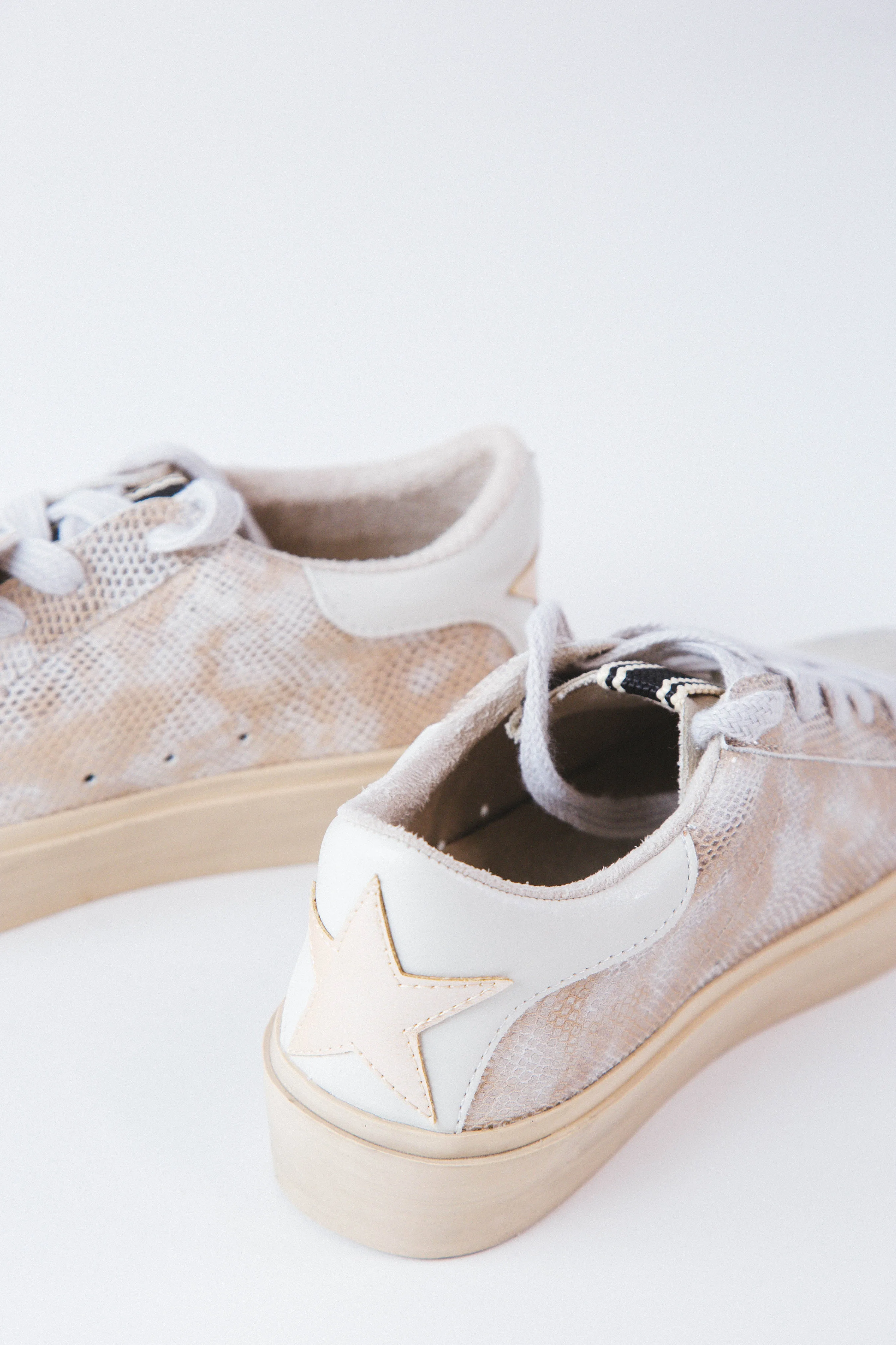 Sienna Sneaker With Star Heel, Gold Snake | SHUSHOP