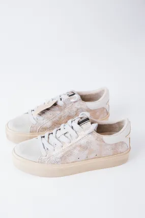 Sienna Sneaker With Star Heel, Gold Snake | SHUSHOP